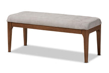 Load image into Gallery viewer, Baxton Studio Walsh Mid-Century Modern Grey Fabric Upholstered and Walnut Brown Finished Wood Dining Bench
