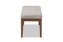Load image into Gallery viewer, Baxton Studio Walsh Mid-Century Modern Grey Fabric Upholstered and Walnut Brown Finished Wood Dining Bench
