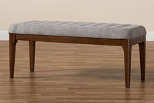 Load image into Gallery viewer, Baxton Studio Walsh Mid-Century Modern Grey Fabric Upholstered and Walnut Brown Finished Wood Dining Bench
