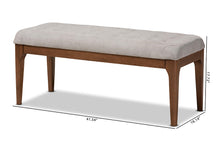 Load image into Gallery viewer, Baxton Studio Walsh Mid-Century Modern Grey Fabric Upholstered and Walnut Brown Finished Wood Dining Bench
