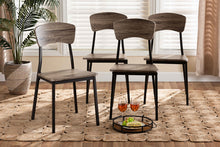 Load image into Gallery viewer, Baxton Studio Marcus Modern Industrial Oak Brown Finished Wood and Black Metal 4-Piece Dining Chair Set
