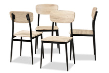 Load image into Gallery viewer, Baxton Studio Honore Mid-Century Modern Light Brown Finished Wood and Black Metal 4-Piece Dining Chair Set
