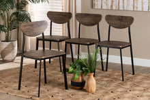 Load image into Gallery viewer, Baxton Studio Ornette Mid-Century Modern Walnut Brown Finished Wood and Black Metal 4-Piece Dining Chair Set

