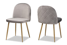 Load image into Gallery viewer, Baxton Studio Fantine Modern Luxe and Glam Grey Velvet Fabric Upholstered and Gold Finished Metal 2-Piece Dining Chair Set
