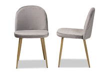 Load image into Gallery viewer, Baxton Studio Fantine Modern Luxe and Glam Grey Velvet Fabric Upholstered and Gold Finished Metal 2-Piece Dining Chair Set
