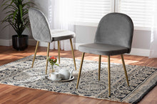 Load image into Gallery viewer, Baxton Studio Fantine Modern Luxe and Glam Grey Velvet Fabric Upholstered and Gold Finished Metal 2-Piece Dining Chair Set
