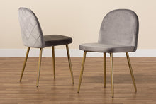 Load image into Gallery viewer, Baxton Studio Fantine Modern Luxe and Glam Grey Velvet Fabric Upholstered and Gold Finished Metal 2-Piece Dining Chair Set
