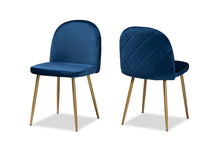 Load image into Gallery viewer, Baxton Studio Fantine Modern Luxe and Glam Navy Blue Velvet Fabric Upholstered and Gold Finished Metal 2-Piece Dining Chair Set
