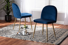 Load image into Gallery viewer, Baxton Studio Fantine Modern Luxe and Glam Navy Blue Velvet Fabric Upholstered and Gold Finished Metal 2-Piece Dining Chair Set
