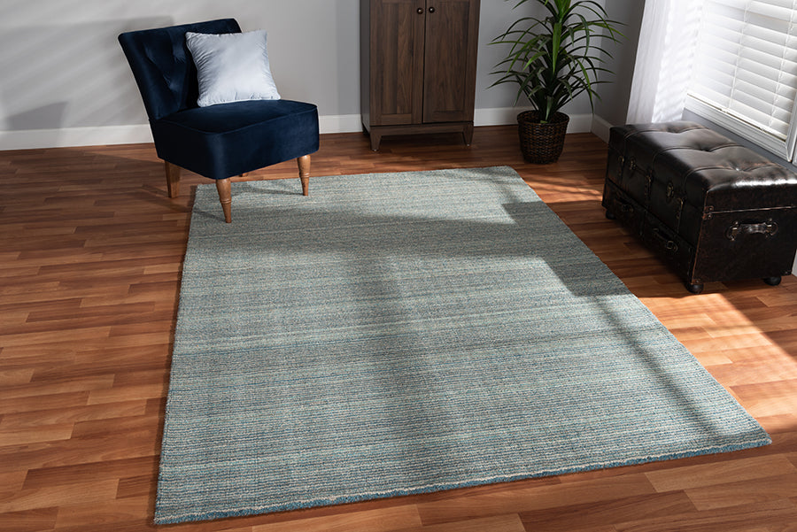 Baxton Studio Aral Modern and Contemporary Blue Handwoven Wool Area Rug
