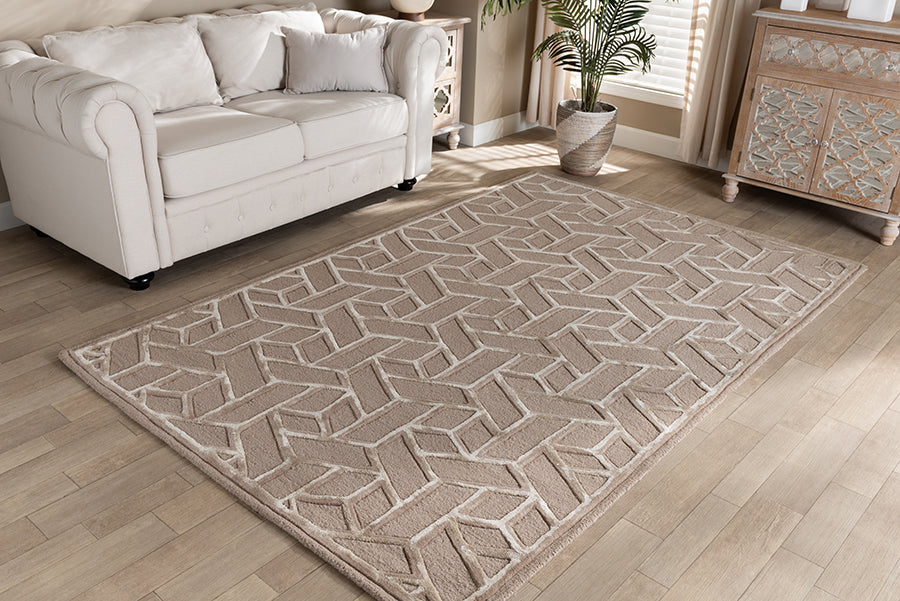 Baxton Studio Vigo Modern and Contemporary Sand Hand-Tufted Wool Blend Area Rug