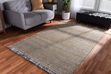 Load image into Gallery viewer, Baxton Studio Nurten Modern and Contemporary Yellow and Grey Handwoven Hemp Blend Area Rug
