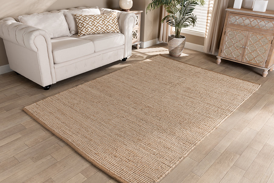 Baxton Studio Michigan Modern and Contemporary Natural Brown Handwoven Hemp Blend Area Rug
