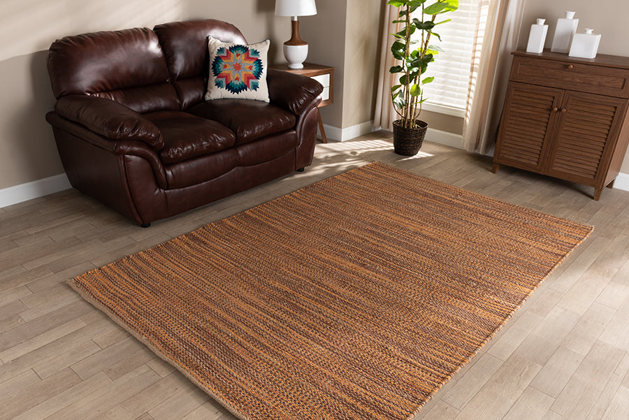 Baxton Studio Michigan Modern and Contemporary Rust Handwoven Hemp Blend Area Rug