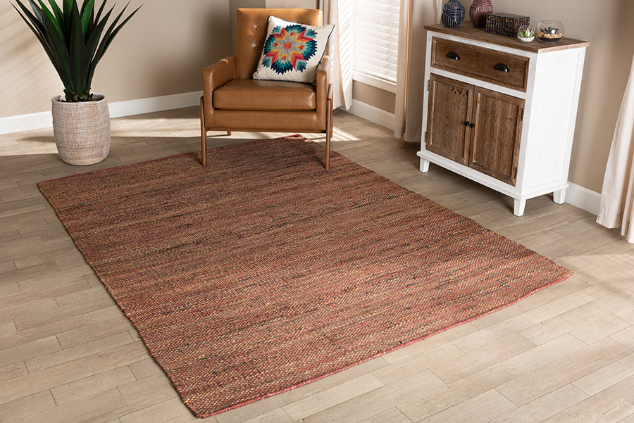Baxton Studio Flamings Modern and Contemporary Rust Handwoven Hemp Area Rug