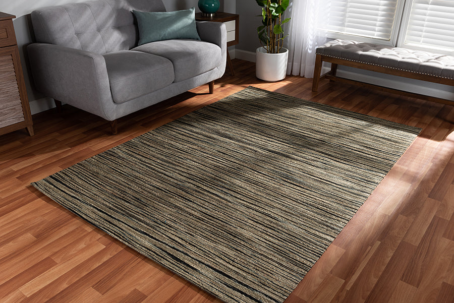 Baxton Studio Shiro Modern and Contemporary Beige and Black Handwoven Hemp Area Rug