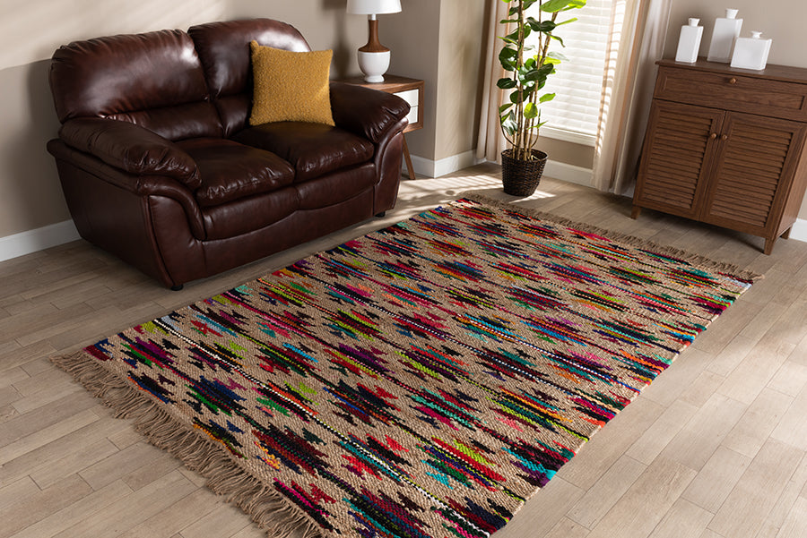 Baxton Studio Zurich Modern and Contemporary Multi-Colored Handwoven Hemp Blend Area Rug