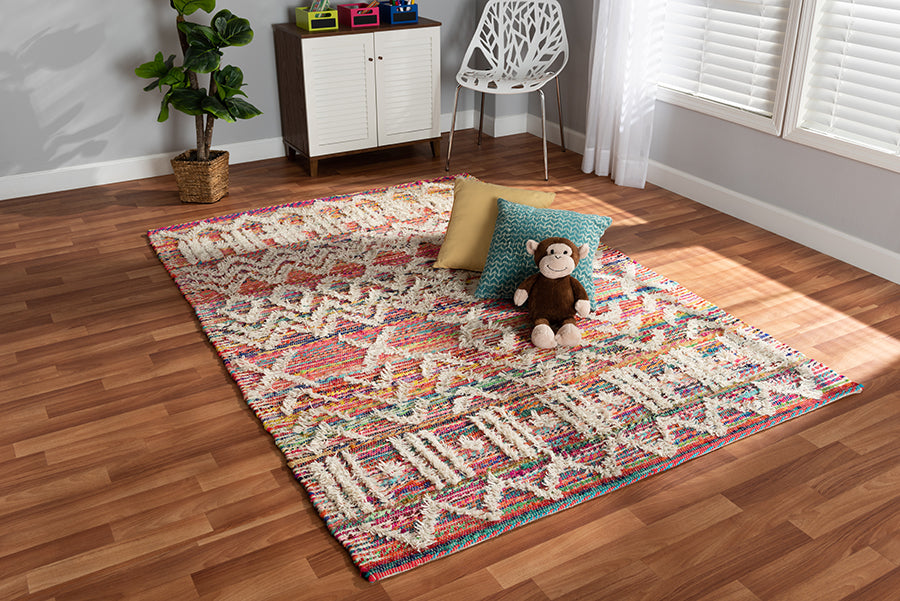 Baxton Studio Graydon Modern and Contemporary Multi-Colored Handwoven Fabric Blend Area Rug