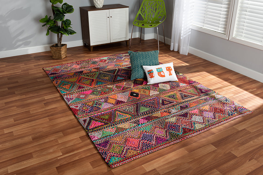Baxton Studio Bagleys Modern and Contemporary Multi-Colored Handwoven Fabric Area Rug