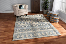 Load image into Gallery viewer, Baxton Studio Callum Modern and Contemporary Ivory and Blue Handwoven Wool Blend Area Rug

