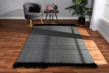 Load image into Gallery viewer, Baxton Studio Dalston Modern and Contemporary Dark Grey and Black Handwoven Wool Blend Area Rug
