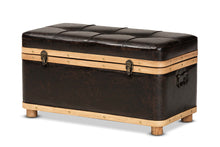 Load image into Gallery viewer, Baxton Studio Gendry Modern Rustic Transitional Dark Brown Faux Leather Upholstered and Oak Brown Finished Wood Large Storage Ottoman
