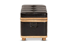 Load image into Gallery viewer, Baxton Studio Gendry Modern Rustic Transitional Dark Brown Faux Leather Upholstered and Oak Brown Finished Wood Large Storage Ottoman
