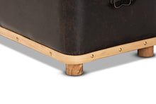 Load image into Gallery viewer, Baxton Studio Gendry Modern Rustic Transitional Dark Brown Faux Leather Upholstered and Oak Brown Finished Wood Large Storage Ottoman
