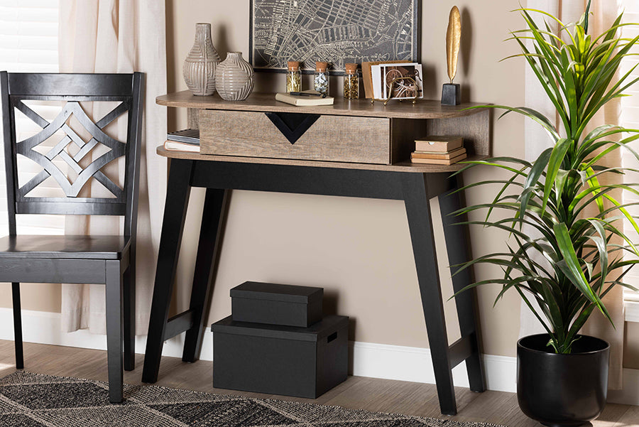 Baxton Studio Wales Modern and Contemporary Light Brown Finished Wood 1-Drawer Console Table