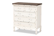 Load image into Gallery viewer, Baxton Studio Levron Classic and Traditional Two-Tone Walnut Brown and Antique White Finished Wood 5-Drawer Storage Cabinet
