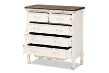 Load image into Gallery viewer, Baxton Studio Levron Classic and Traditional Two-Tone Walnut Brown and Antique White Finished Wood 5-Drawer Storage Cabinet
