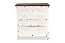 Load image into Gallery viewer, Baxton Studio Levron Classic and Traditional Two-Tone Walnut Brown and Antique White Finished Wood 5-Drawer Storage Cabinet
