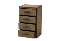 Load image into Gallery viewer, Baxton Studio Owen Mid-Century Modern Brown Fabric Upholstered 4-Drawer Accent Storage Cabinet
