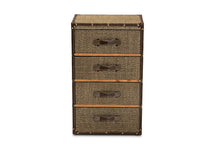 Load image into Gallery viewer, Baxton Studio Owen Mid-Century Modern Brown Fabric Upholstered 4-Drawer Accent Storage Cabinet
