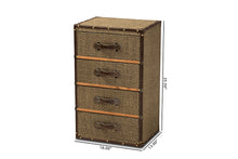Load image into Gallery viewer, Baxton Studio Owen Mid-Century Modern Brown Fabric Upholstered 4-Drawer Accent Storage Cabinet
