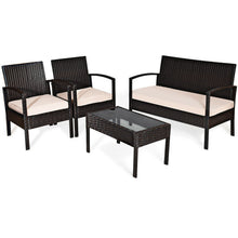 Load image into Gallery viewer, 4 Pieces Patio Furniture Sets Rattan Chair Wicker Set Outdoor Bistro
