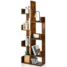 Load image into Gallery viewer, 8-Tier Bookshelf Bookcase with 8 Open Compartments Space-Saving Storage Rack -Coffee
