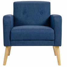 Load image into Gallery viewer, Modern Accent Chair Upholstered Linen Armchair with Rubber Wood Legs-Navy
