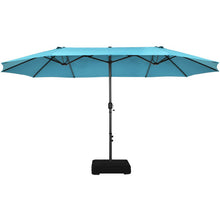 Load image into Gallery viewer, 15 Feet Double-Sided Patio Umbrellawith 12-Rib Structure-Turquoise
