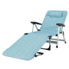 Load image into Gallery viewer, Beach Folding Chaise Lounge Recliner with 7 Adjustable Position-Blue
