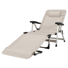 Load image into Gallery viewer, Beach Folding Chaise Lounge Recliner with 7 Adjustable Position-Beige
