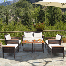 Load image into Gallery viewer, 7 Pieces Patio Rattan Cushioned Conversation Furniture Set
