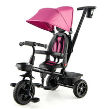 Load image into Gallery viewer, 4-in-1 Reversible Toddler Tricycle with Height Adjustable Push Handle-Pink
