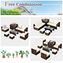 Load image into Gallery viewer, 8 Pieces Patio Space-Saving Rattan Furniture Set with Storage Box and Waterproof Cover-White
