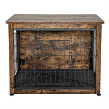 Load image into Gallery viewer, Wooden Dog Crate Furniture with Tray and Double Door-Brown
