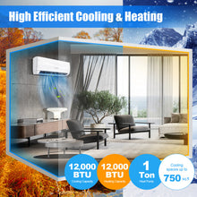 Load image into Gallery viewer, 12000 BTU 17 SEER2 208-230V Ductless Mini Split Air Conditioner and Heater

