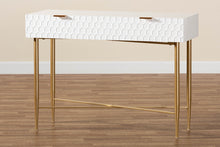 Load image into Gallery viewer, Baxton Studio Galia Modern and Contemporary White Finished Wood and Gold Metal 1-Drawer Console Table
