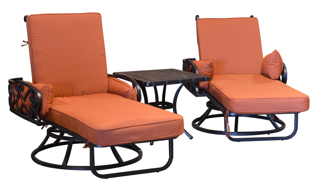 Chillounge Swivel Loungers and Side Table Set of 3 (KIT)