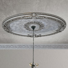 Load image into Gallery viewer, Antique Silver Petite Oval Ceiling Medallion
