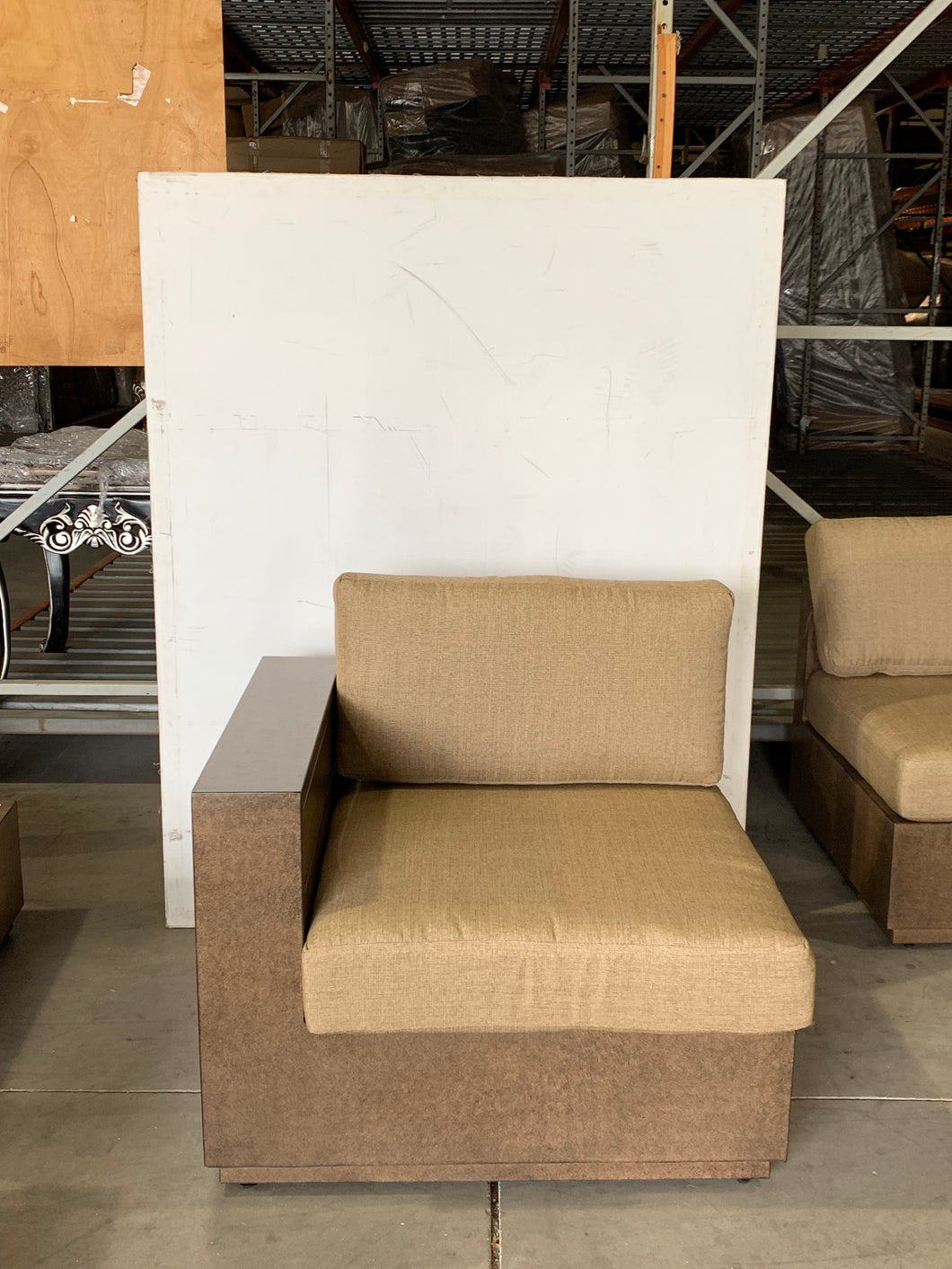 Modern Rustic Right and Left Arm Single Seaters With Cushions